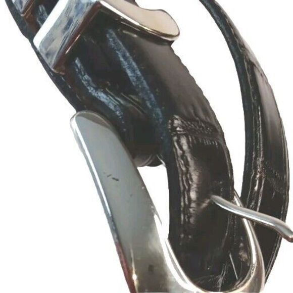 Onyx by Brighton Black Croc Embossed Leather Men’s Belt Silver Buckle Size 48 - Picture 4 of 16